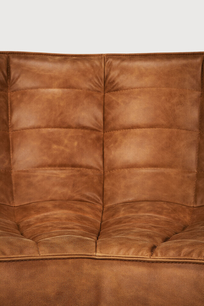 Ethnicraft Modulaire Bank 'N701' Leder, 90° Rond Hoekelement, kleur Old Saddle