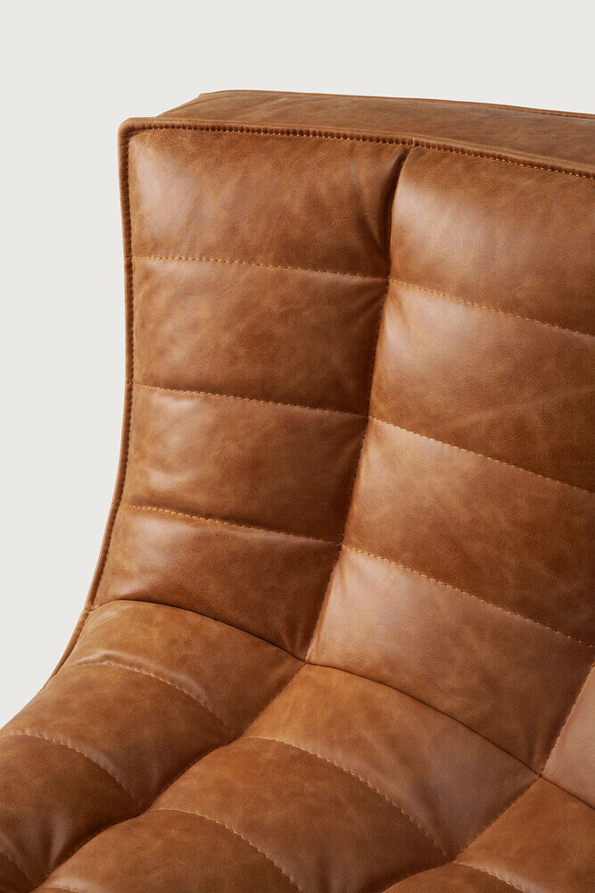 Ethnicraft Modulaire Bank 'N701' Leder, 90° Rond Hoekelement, kleur Old Saddle