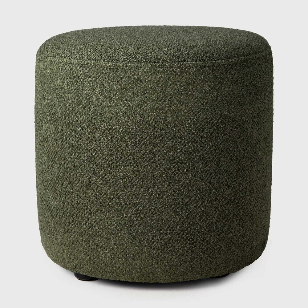Ethnicraft Poef 'Barrow' 40cm, Structuurstof, kleur Pine Green