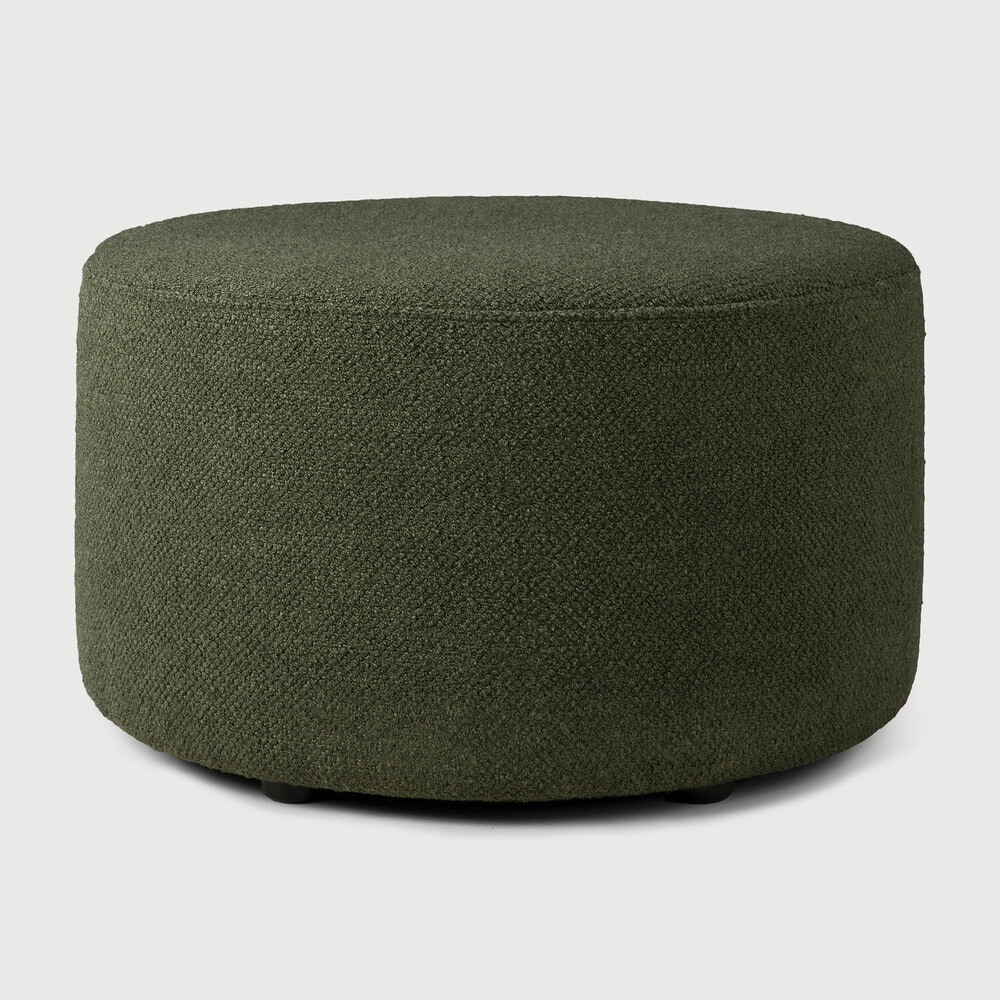 Ethnicraft Poef 'Barrow' 60cm, Structuurstof, kleur Pine Green