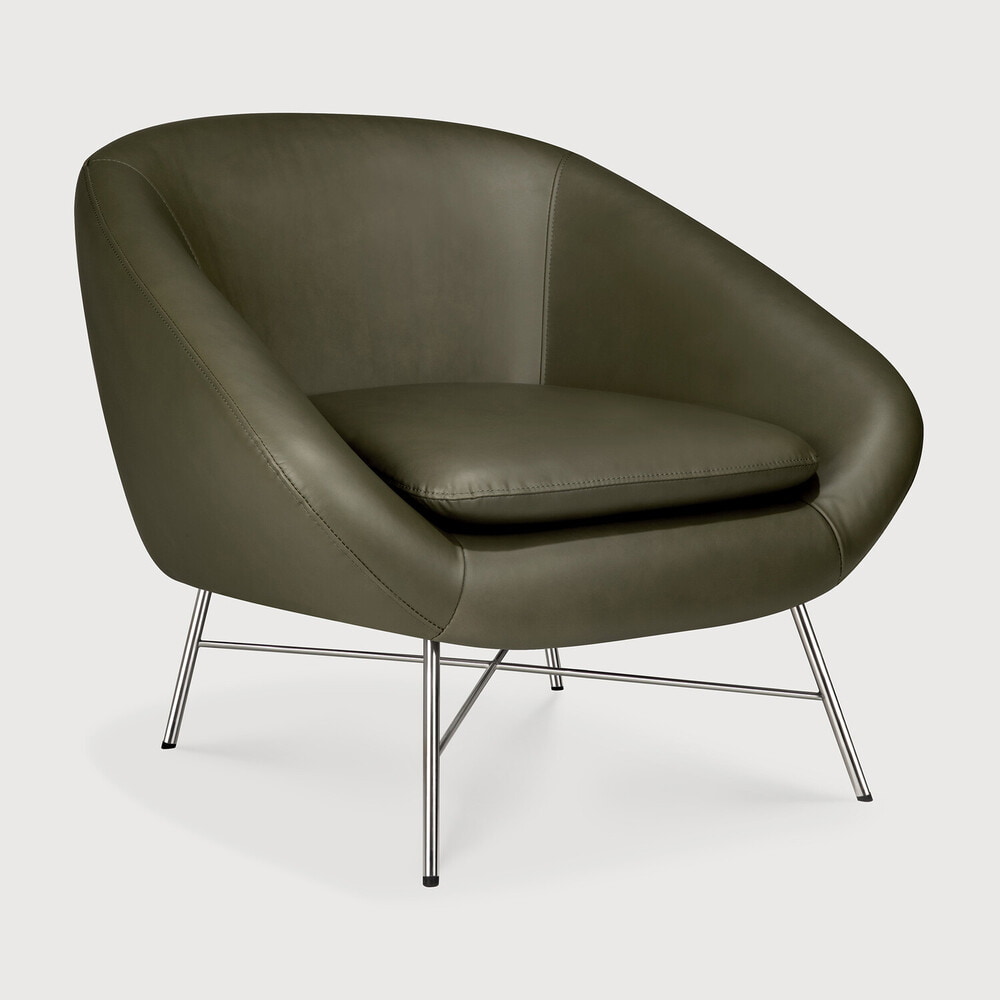 Ethnicraft Fauteuil Barrow Leder - Groen