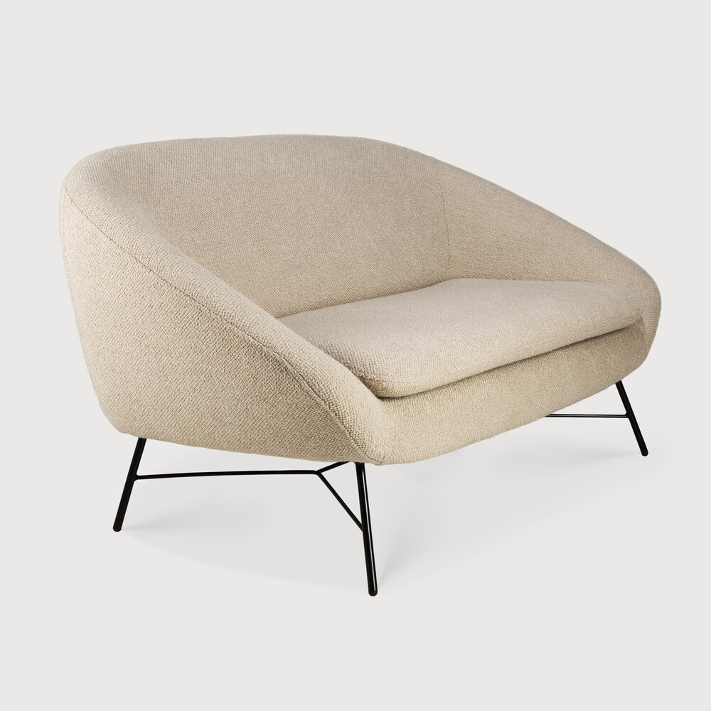Ethnicraft 2-zits Bank 'Barrow' Bouclé, kleur Off White