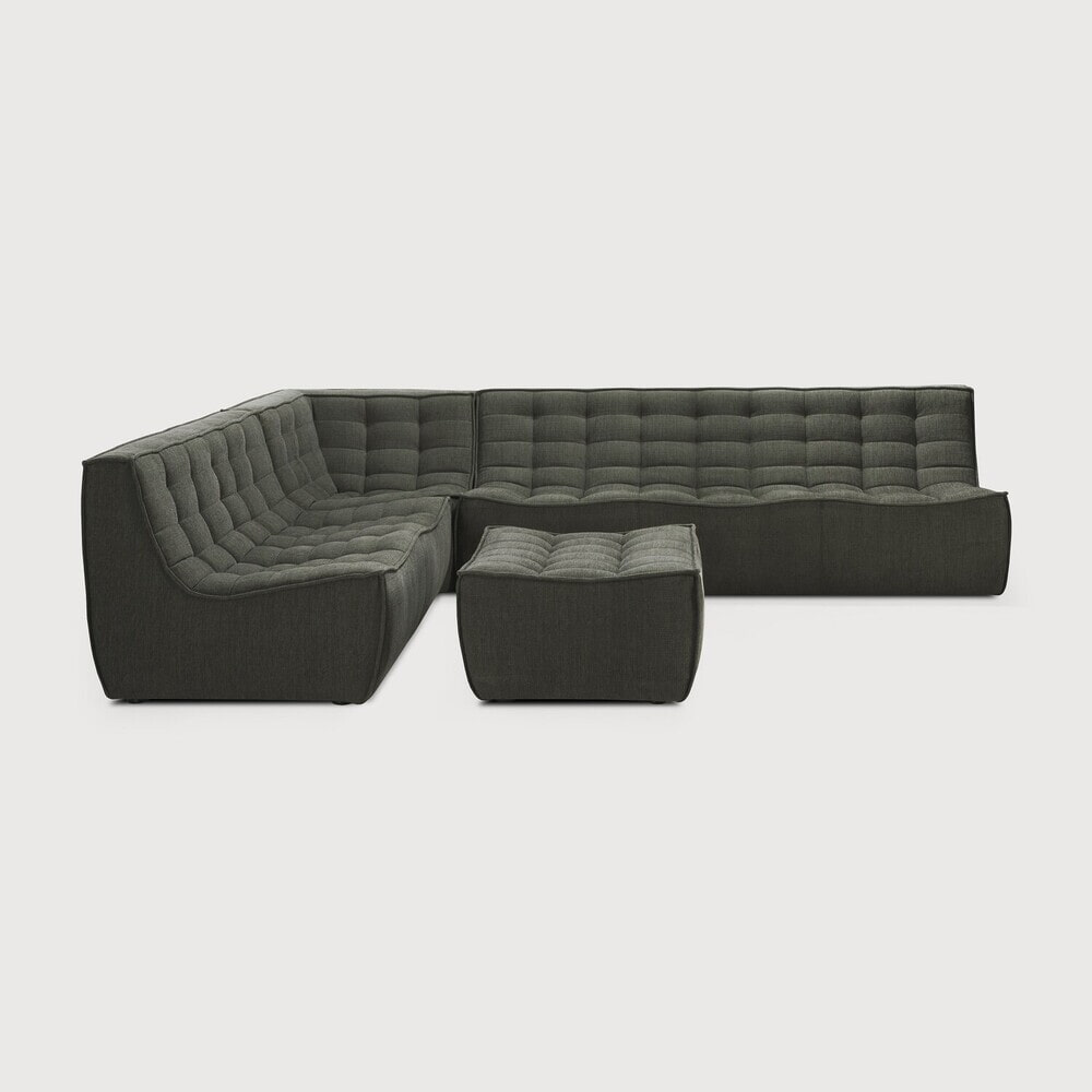 Ethnicraft Modulaire Bank 'N701' Eco, 90° Vierkant Hoekelement, kleur Moss
