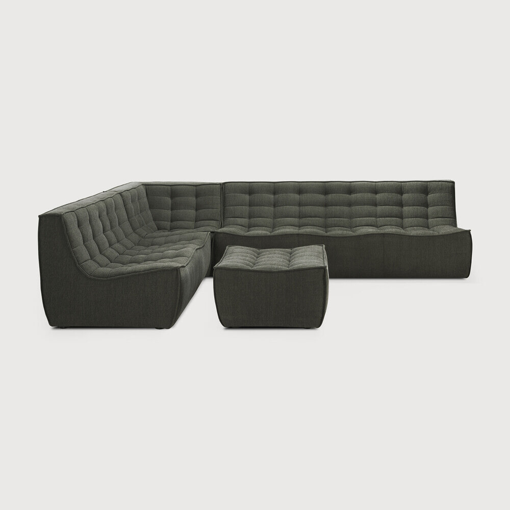 Ethnicraft Modulaire Bank 'N701' Eco, 90° Vierkant Hoekelement, kleur Moss