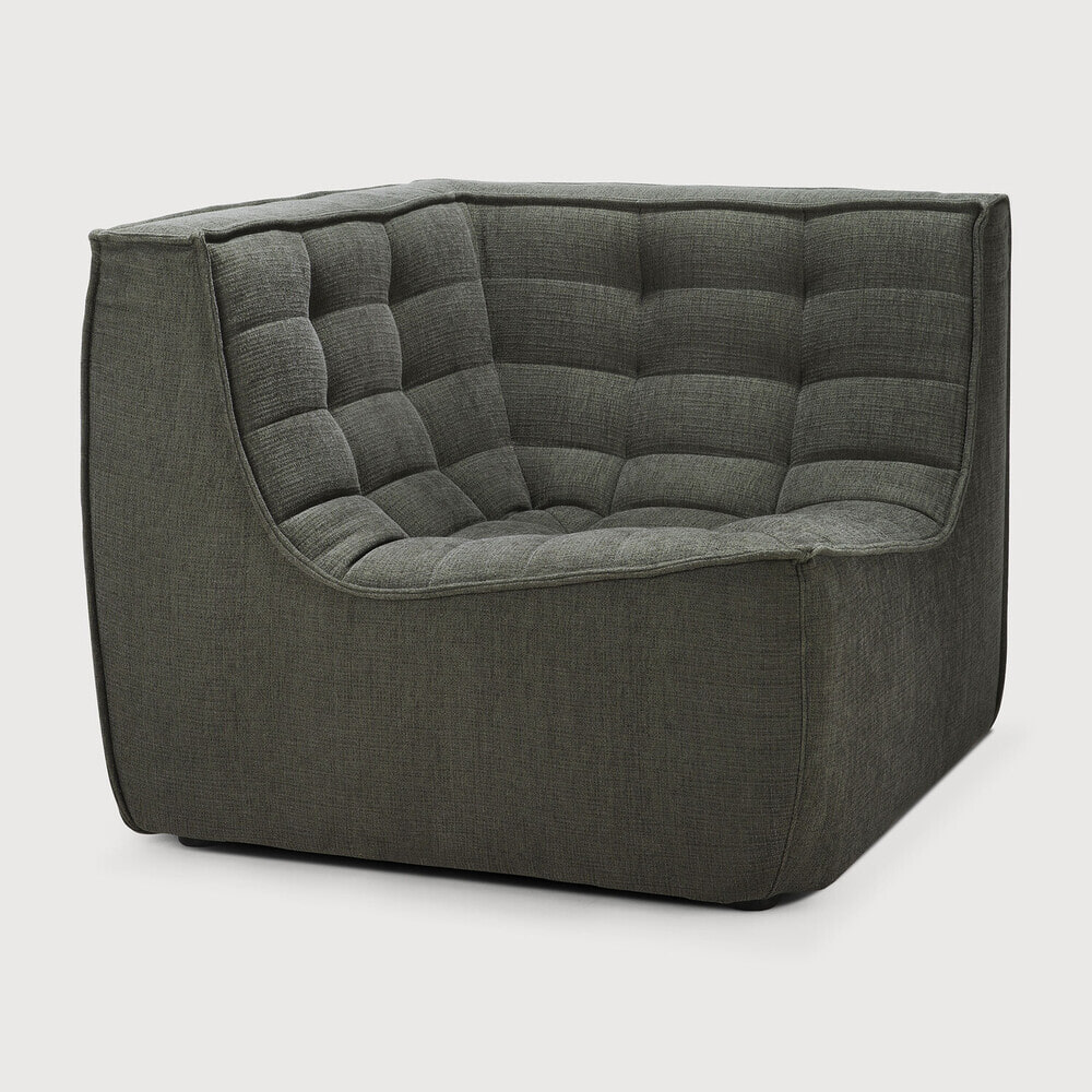 Ethnicraft Modulaire Bank 'N701' Eco, 90° Vierkant Hoekelement, kleur Moss
