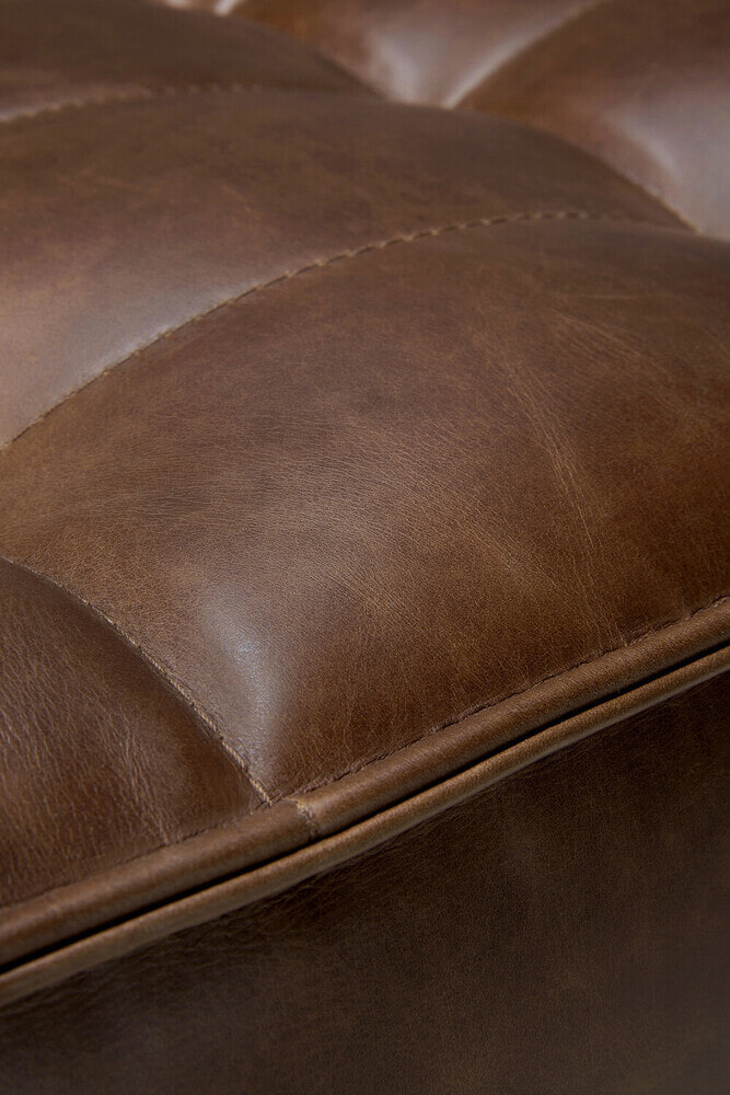 Ethnicraft Hocker 'N701' Leder, 70 x 70cm, kleur Chestnut