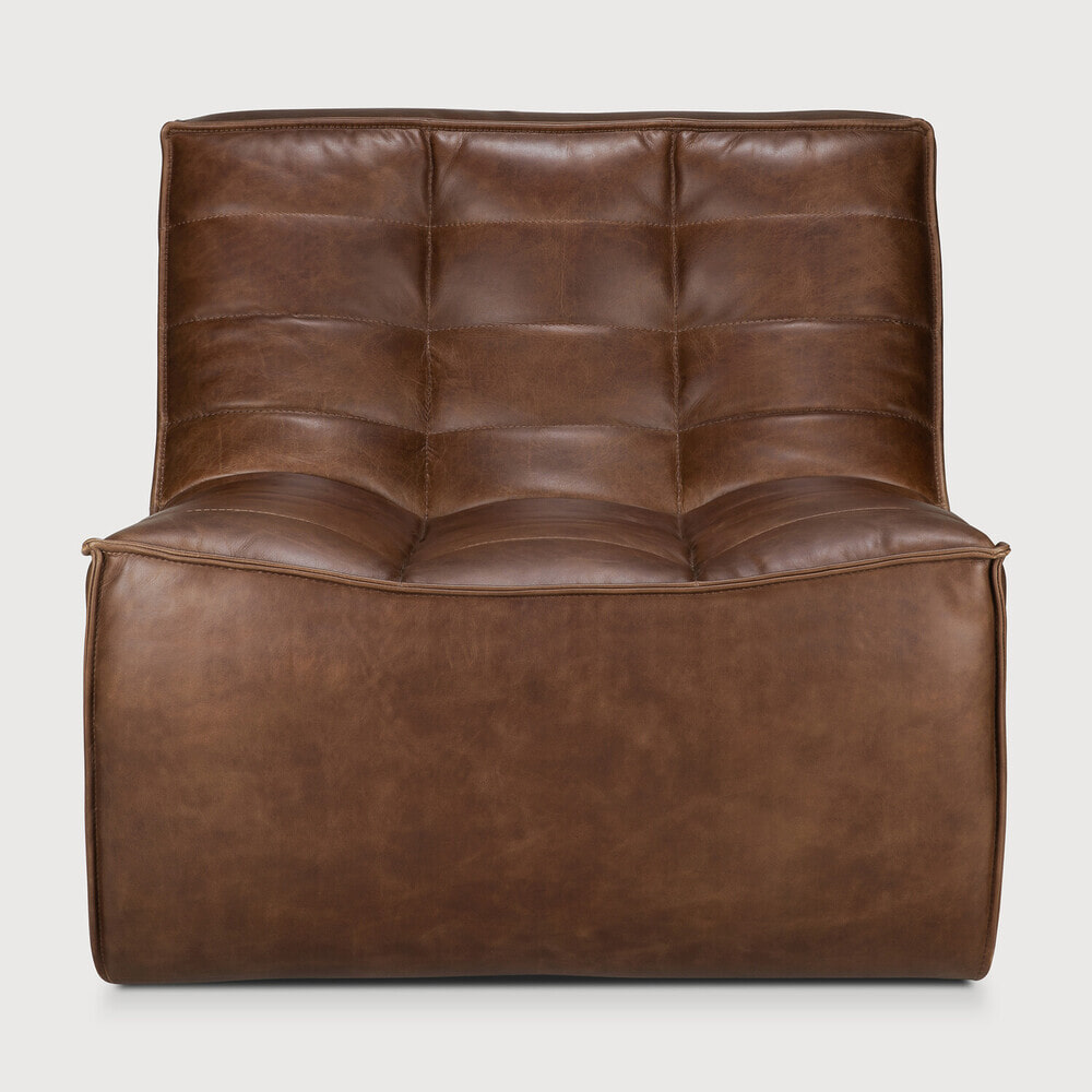 Ethnicraft Modulaire Bank N701 1-zits, Leder - Chestnut