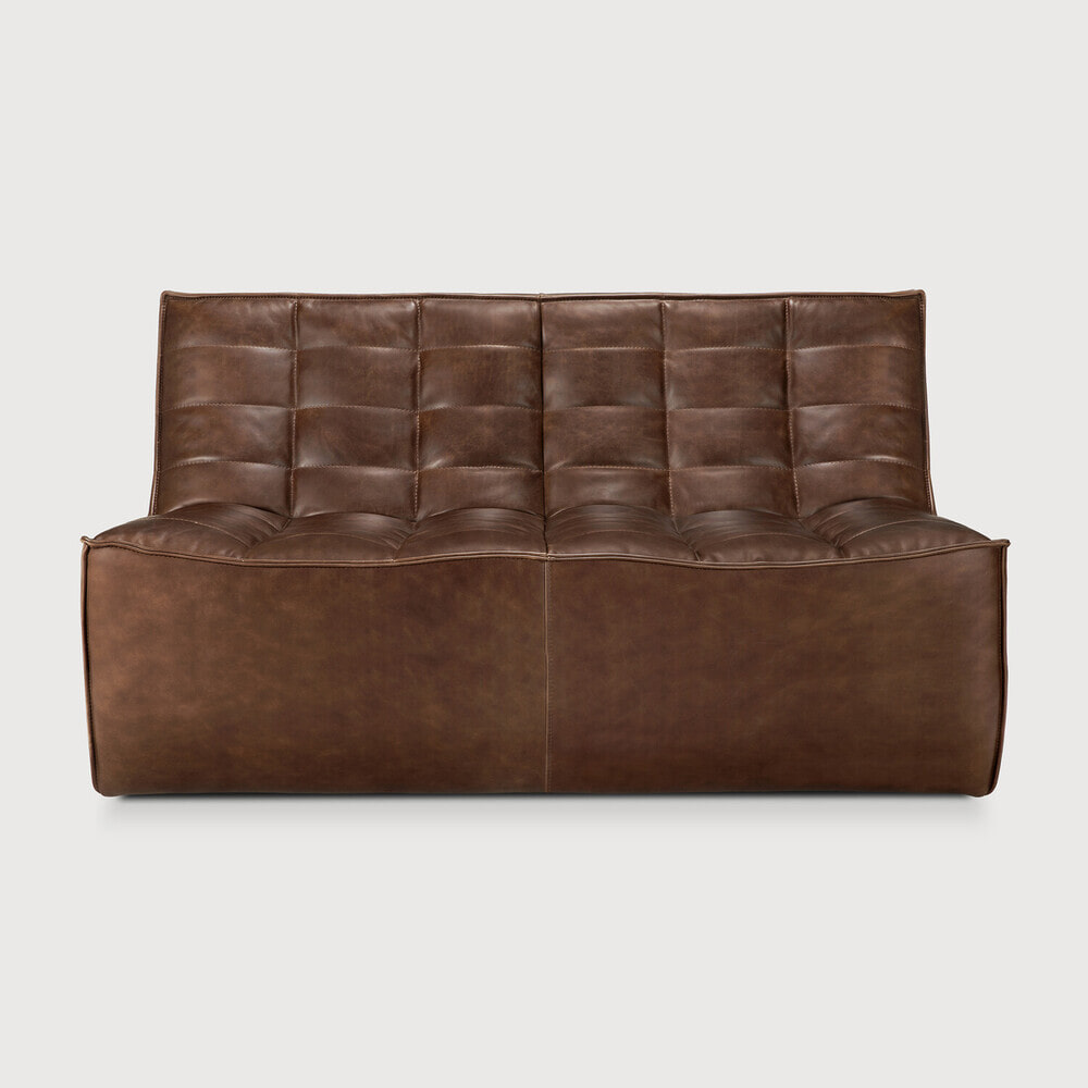 Ethnicraft Modulaire Bank N701 2-zits, Leder - Chestnut