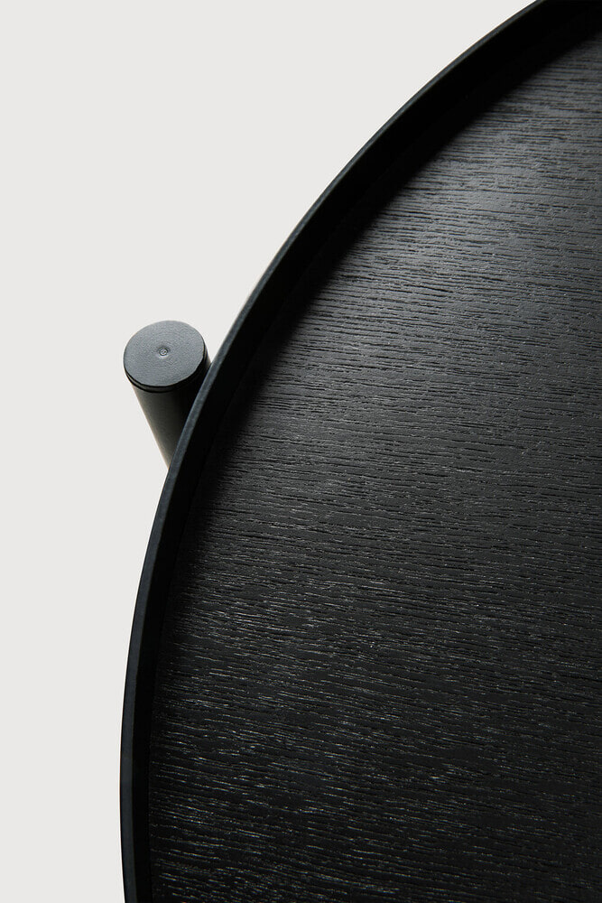 Ethnicraft Ronde Bijzettafel 'Swivel Tray' Gelakt Hout, Met 3 bladen