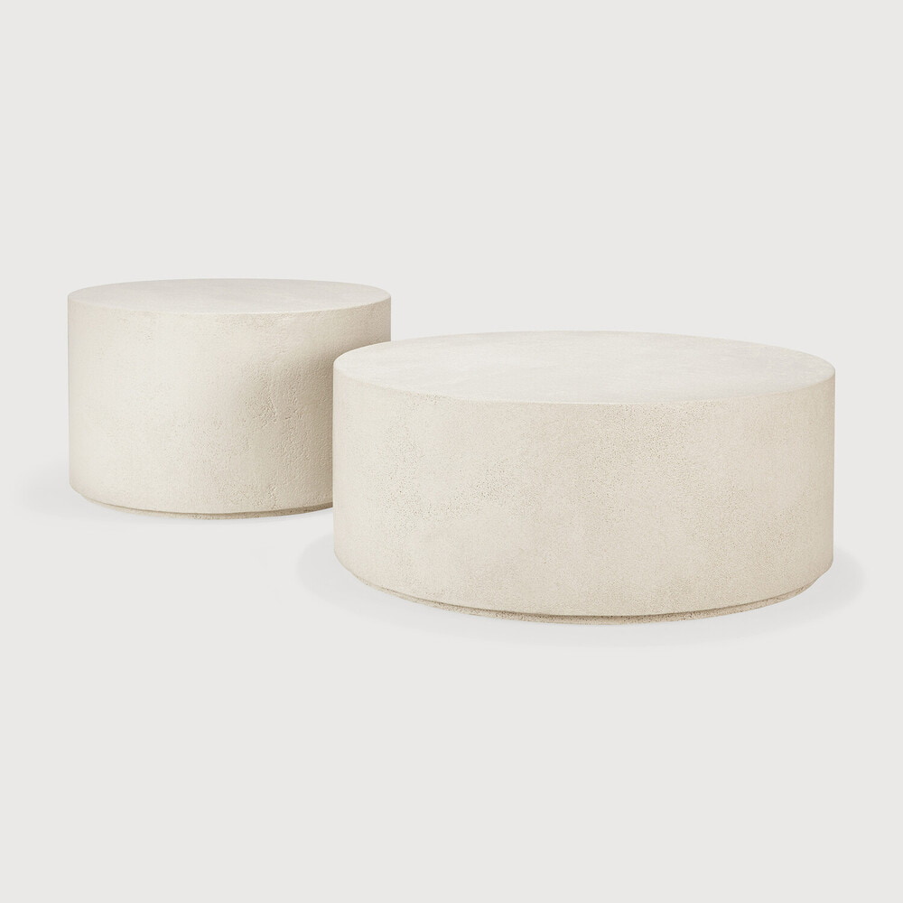 Ethnicraft Ronde Salontafel 'Elements' Microcement, 80cm, kleur Off White