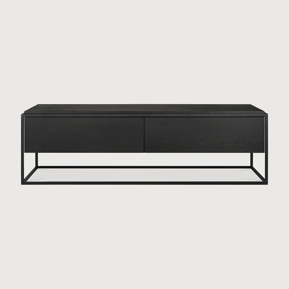 Ethnicraft TV-meubel 'Monolit' Gevernist Eikenhout, 140cm, kleur Zwart