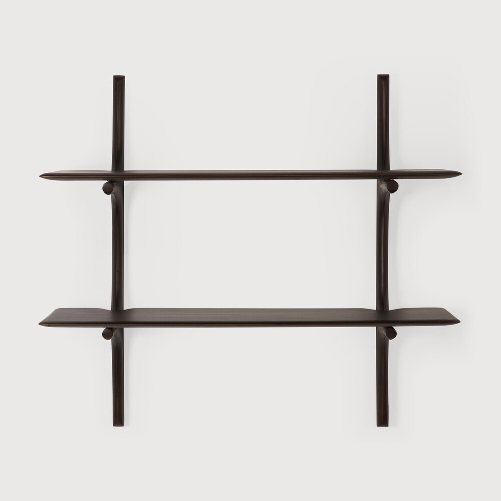 Ethnicraft Wandrek 'PI' Gevernist Mahoniehout, Met 2 planken, kleur Donkerbruin