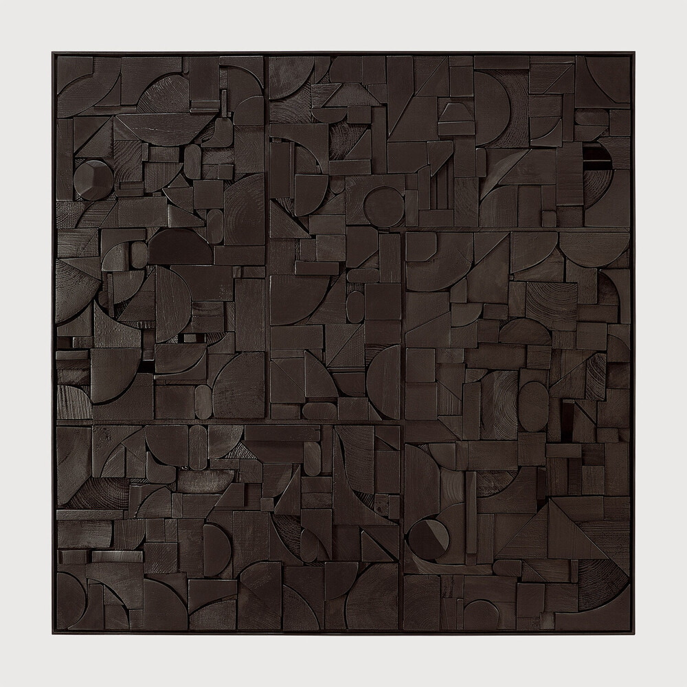 Ethnicraft Wandpaneel 'Bricks' Teakhout, 100 x 100cm, kleur Zwart