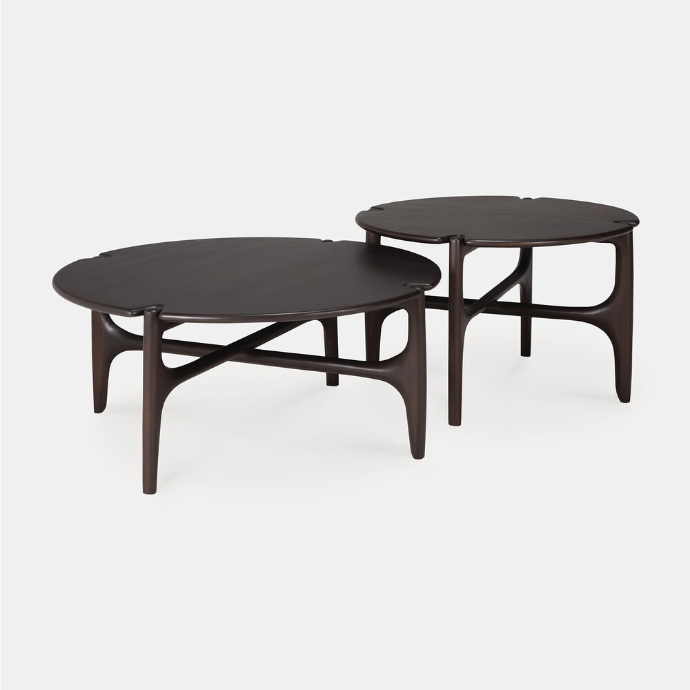 Ethnicraft Ronde Salontafel 'PI' Gevernist Mahoniehout, 80cm, kleur Donkerbruin