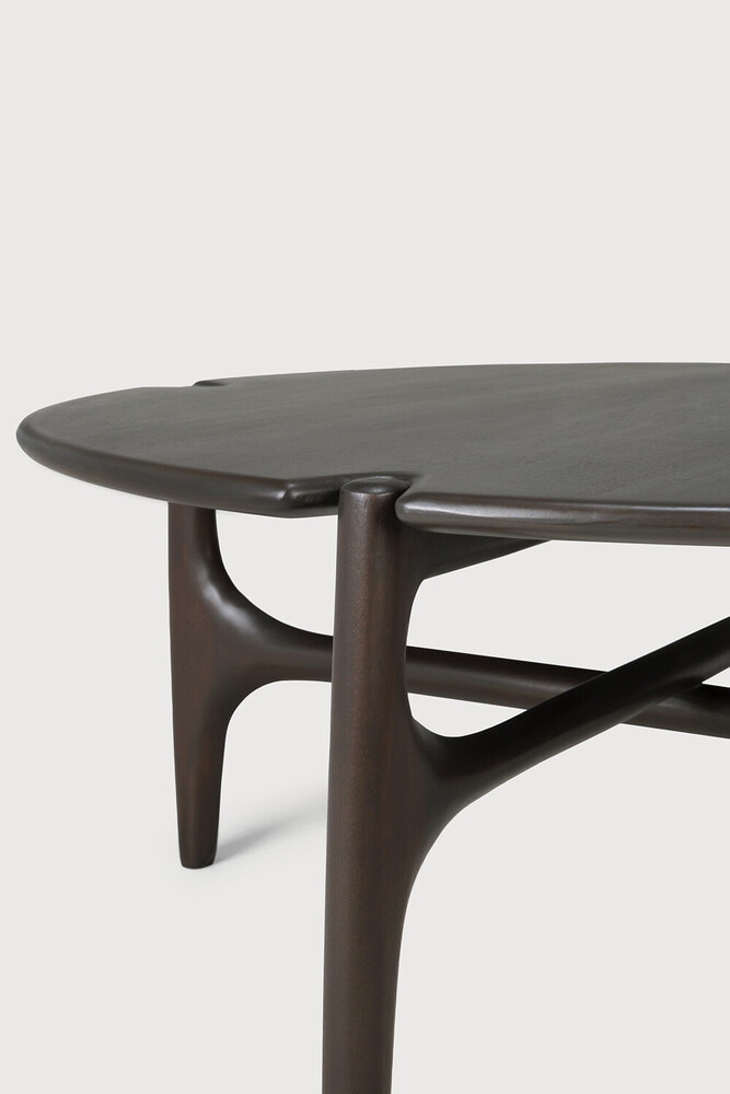 Ethnicraft Ronde Salontafel 'PI' Gevernist Mahoniehout, 80cm, kleur Donkerbruin