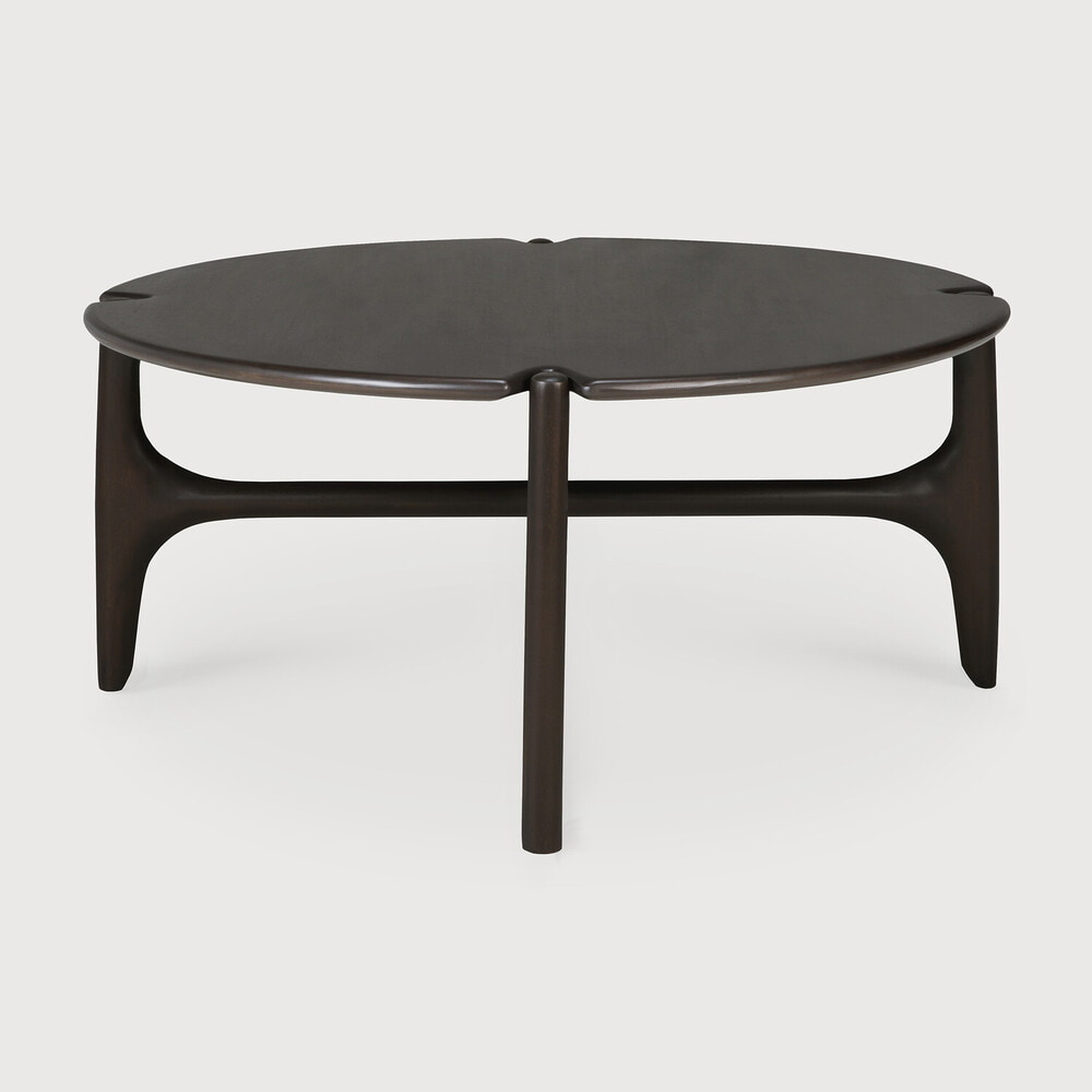 Ethnicraft Ronde Salontafel 'PI' Gevernist Mahoniehout, 80cm, kleur Donkerbruin