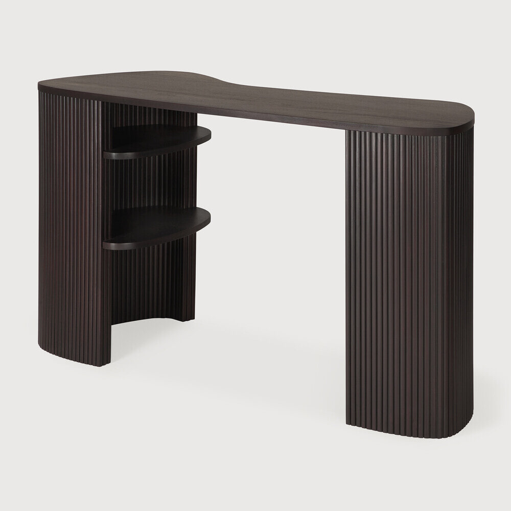 Ethnicraft Organisch Bureau Roller Max Gevernist Mahoniehout, 137 x 52cm - Donkerbruin