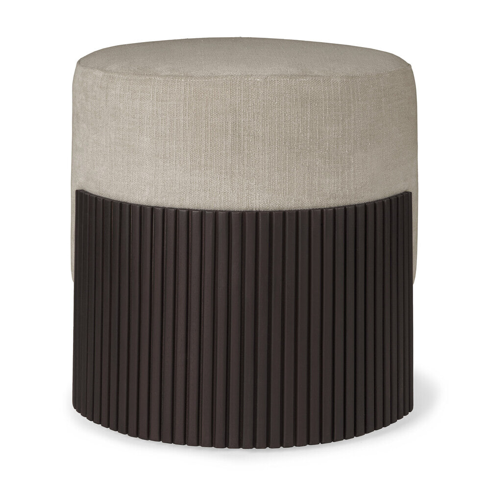 Ethnicraft Poef 'Roller Max' 45cm, Mahoniehout en stof