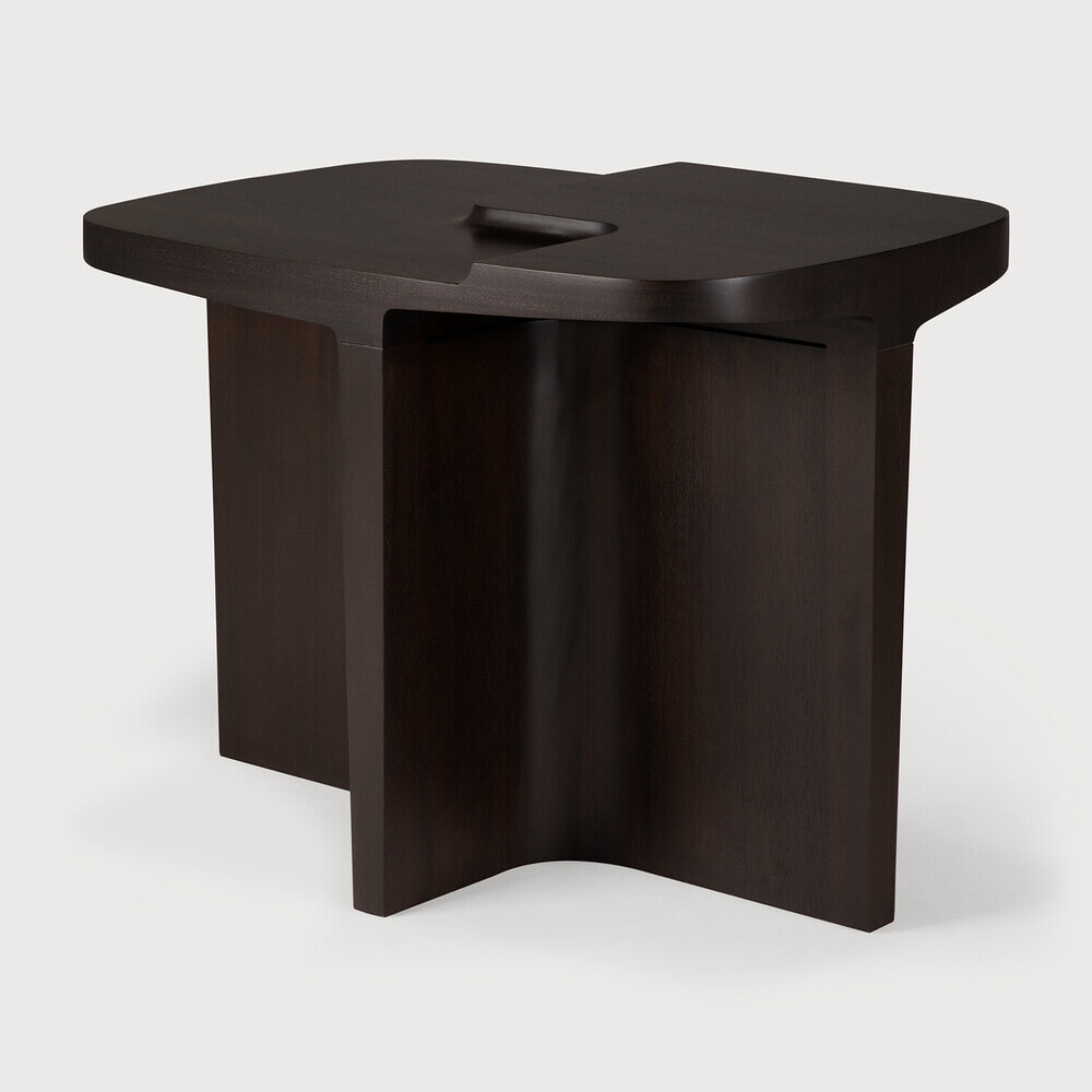 Ethnicraft Deens Ovale Bijzettafel 'Brutalist' Gevernist Mahoniehout, 60 x 40cm, kleur Rose Brown