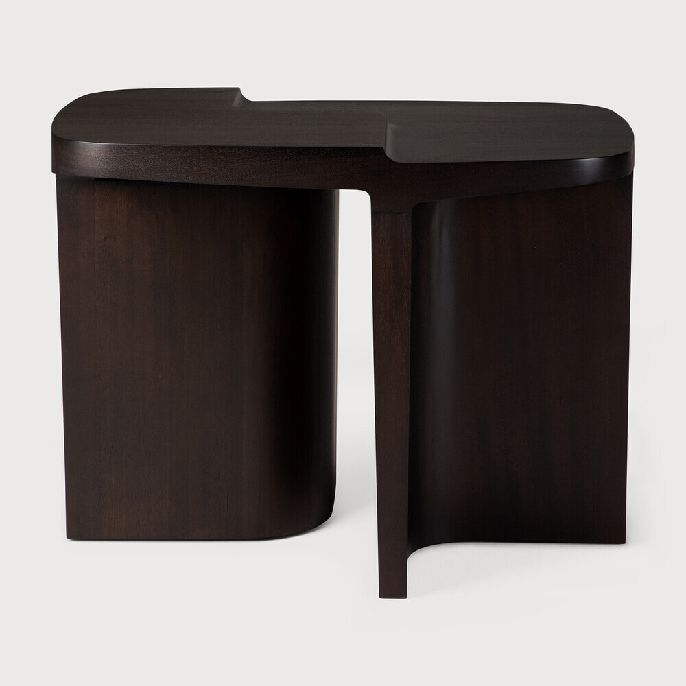Ethnicraft Deens Ovale Bijzettafel 'Brutalist' Gevernist Mahoniehout, 60 x 40cm, kleur Rose Brown