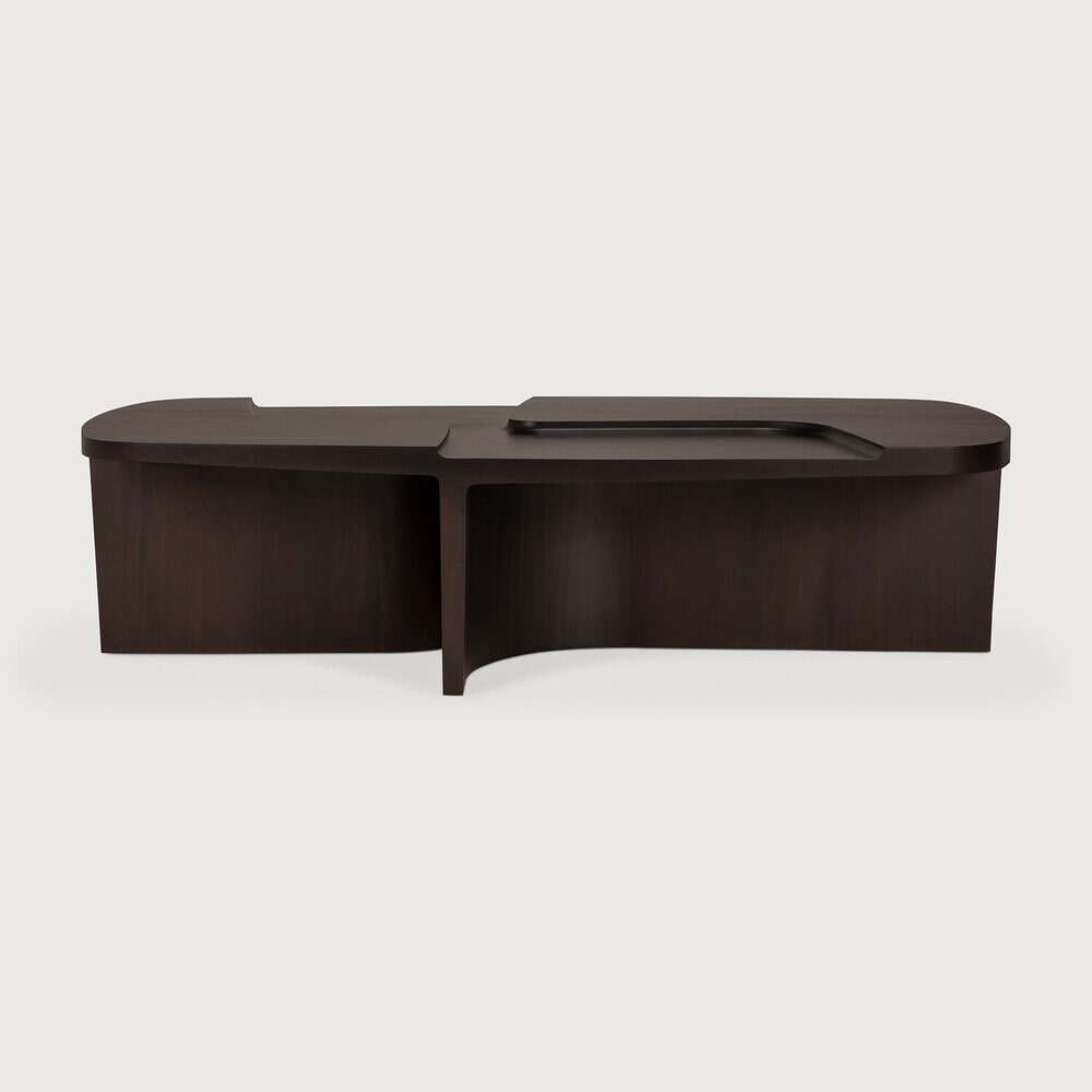 Ethnicraft Deens Ovale Salontafel 'Brutalist' Gevernist Mahoniehout, 143 x 75cm, kleur Rose Brown