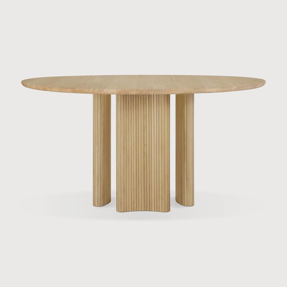 Ethnicraft Ronde Eettafel Roller Max Geolied Eikenhout, 150cm - Naturel