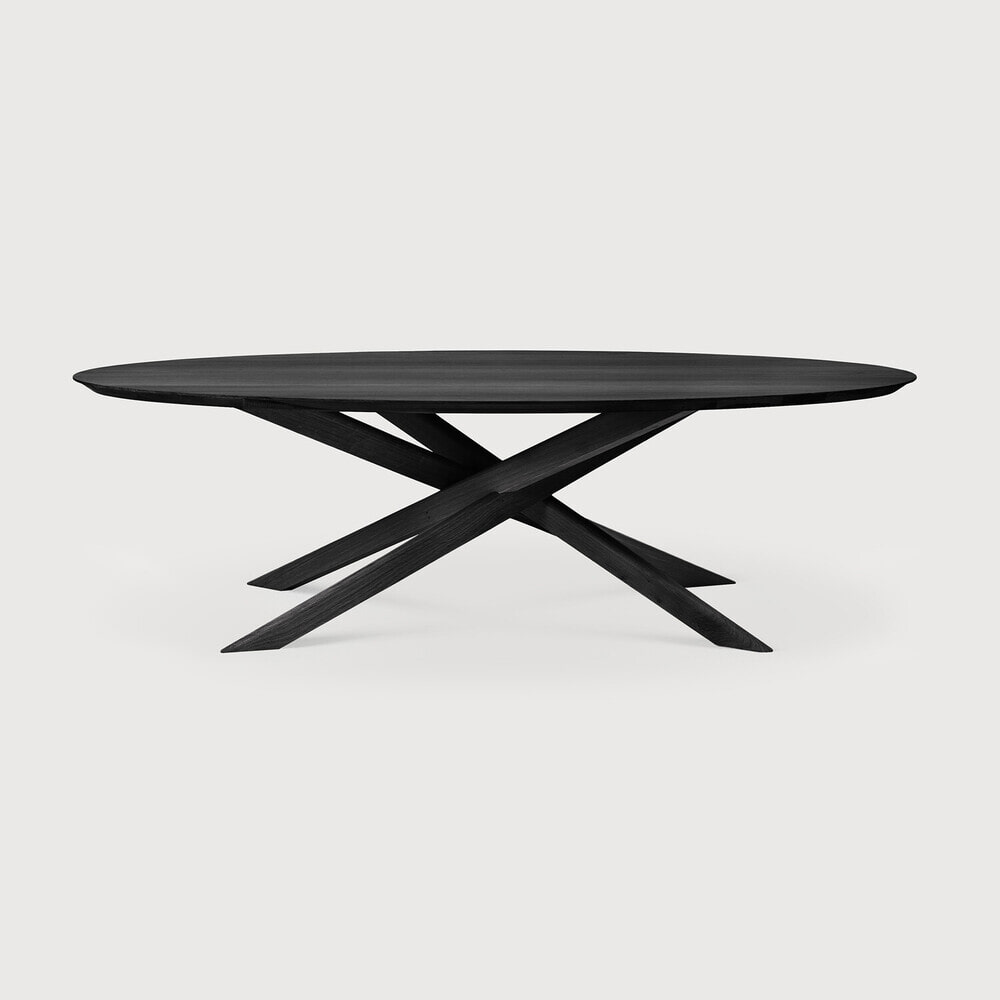 Ethnicraft Ovale Eettafel Mikado Gevernist Eikenhout, 267 x 138cm - Zwart - Ovaal