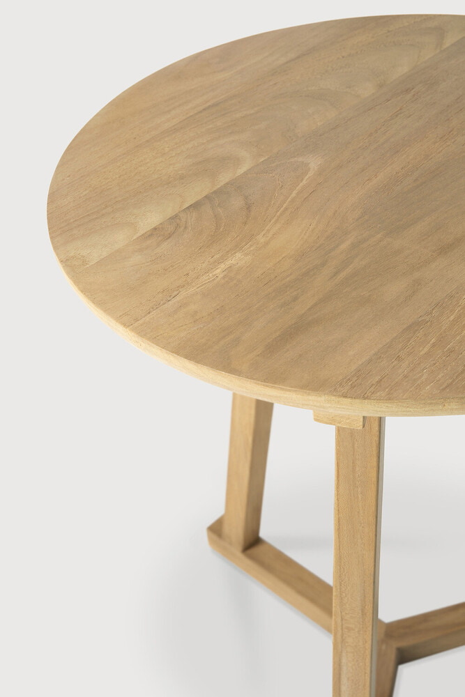 Ethnicraft Ronde Bijzettafel 'Tripod' Gevernist Eikenhout, 46cm, kleur Naturel