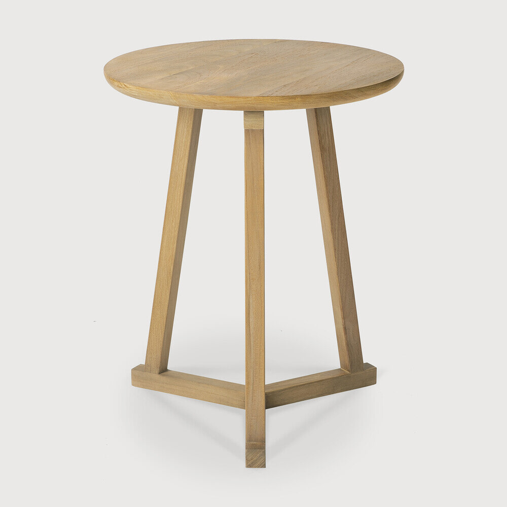 Ethnicraft Ronde Bijzettafel Tripod Gevernist Eikenhout, 46cm - Naturel