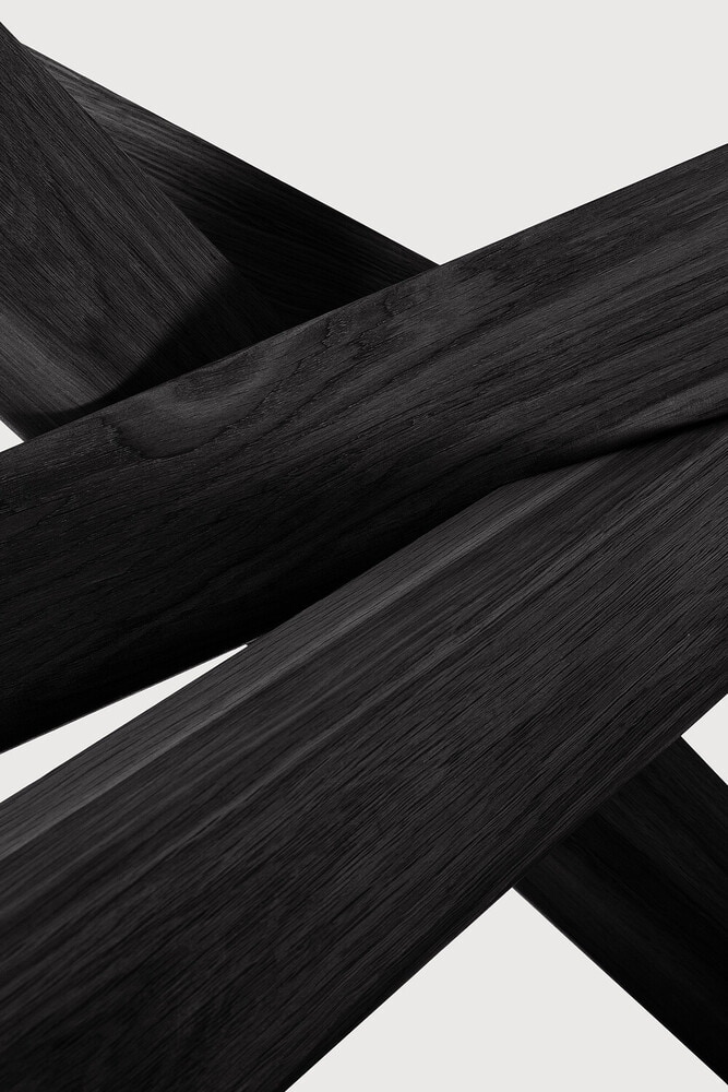 Ethnicraft Ronde Eettafel 'Mikado' Gevernist Eikenhout, 150cm, kleur Zwart