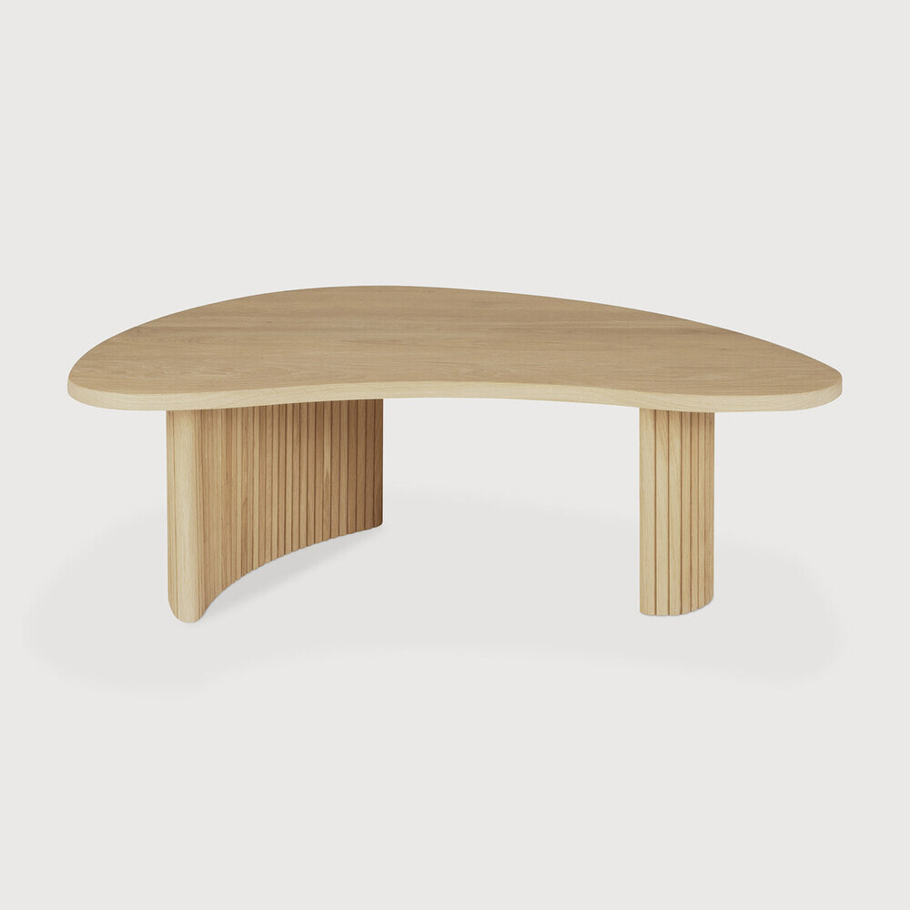 Ethnicraft Organische Salontafel 'Boomerang' Geolied Eikenhout, 90 x 61cm, kleur Naturel