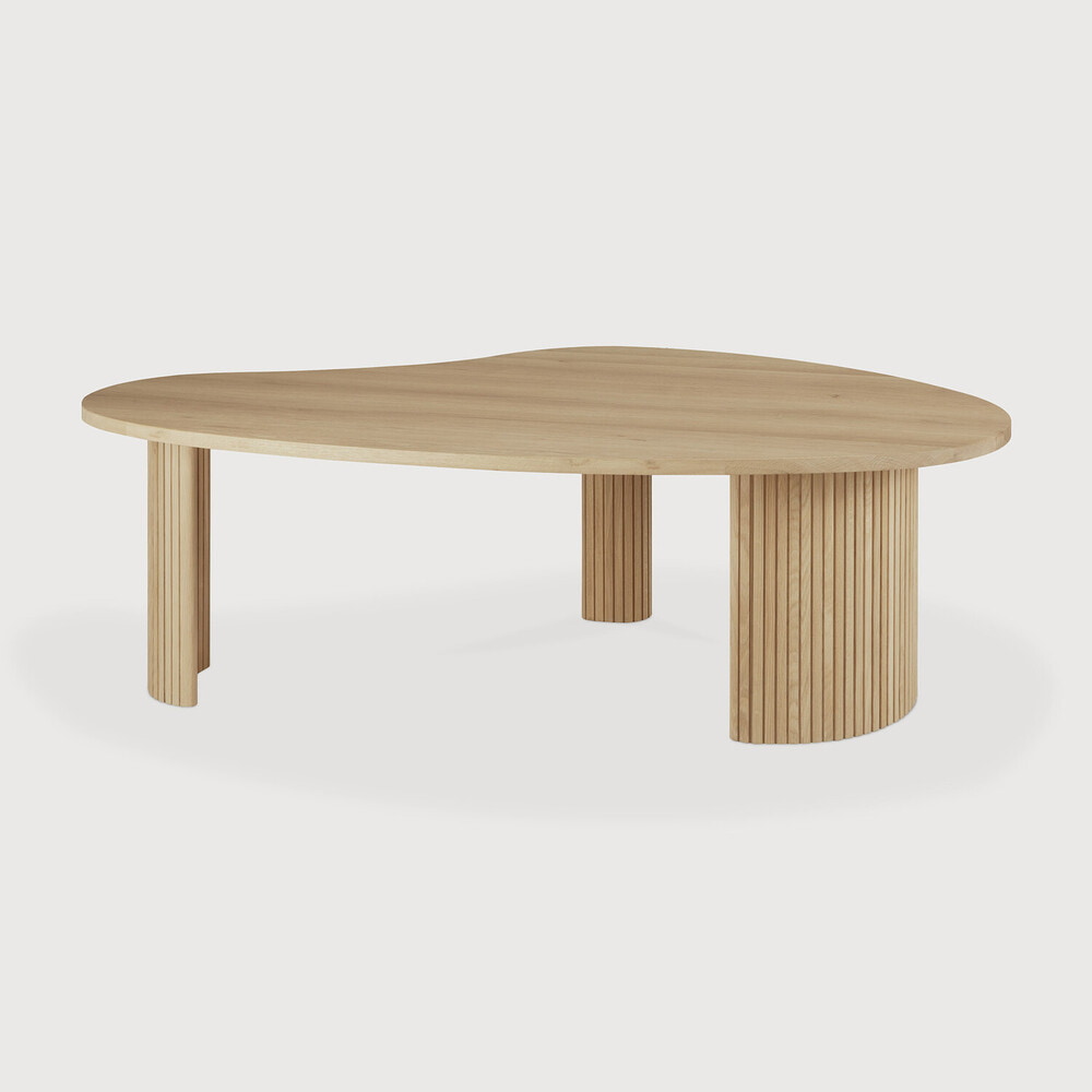 Ethnicraft Organische Salontafel 'Boomerang' Geolied Eikenhout, 126 x 74cm, kleur Naturel