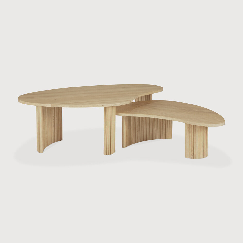 Ethnicraft Organische Salontafel 'Boomerang' Geolied Eikenhout, 90 x 61cm, kleur Naturel
