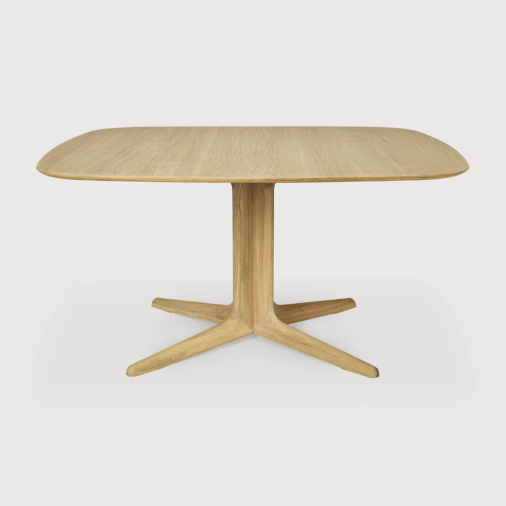Ethnicraft Vierkante Eettafel 'Corto' Geolied Eikenhout, 150 x 150cm, kleur Naturel
