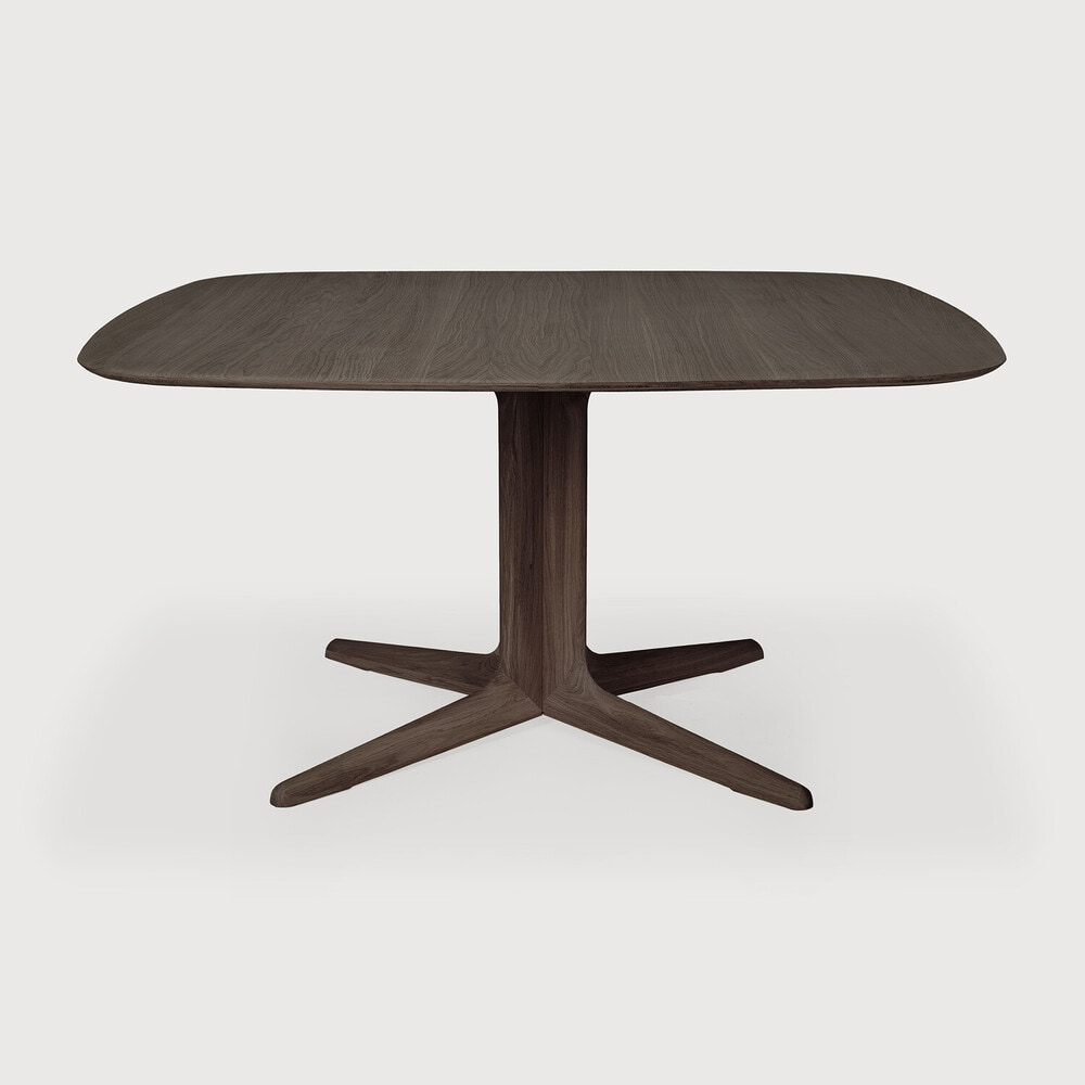 Ethnicraft Vierkante Eettafel 'Corto' Gevernist Eikenhout, 150 x 150cm, kleur Bruin