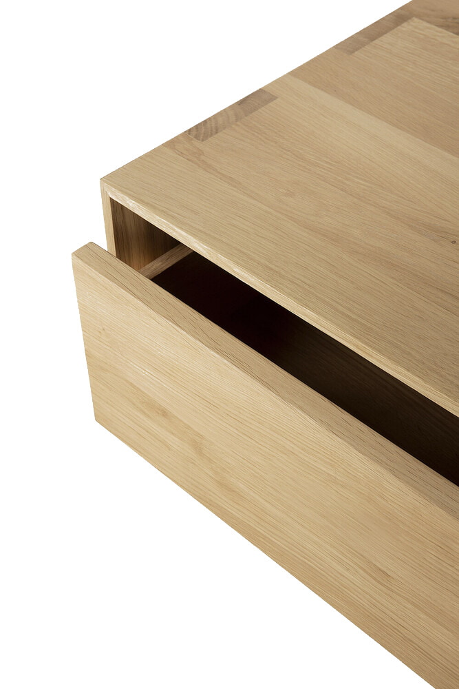 Ethnicraft Zwevend Nachtkastje 'Nordic' Geolied Eikenhout, kleur Naturel