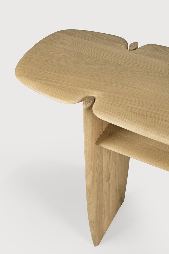 Ethnicraft Sidetable 'PI' Geolied Eikenhout, 130cm, kleur Naturel