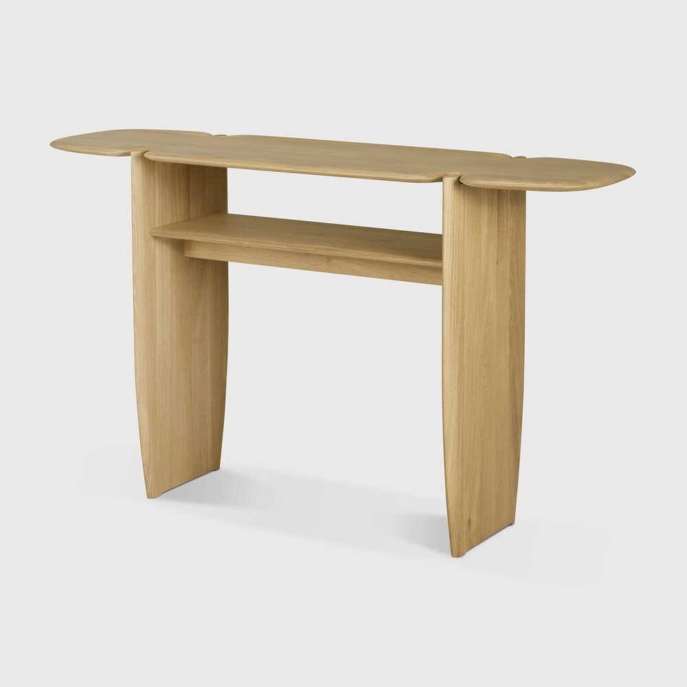 Ethnicraft Sidetable 'PI' Geolied Eikenhout, 130cm, kleur Naturel