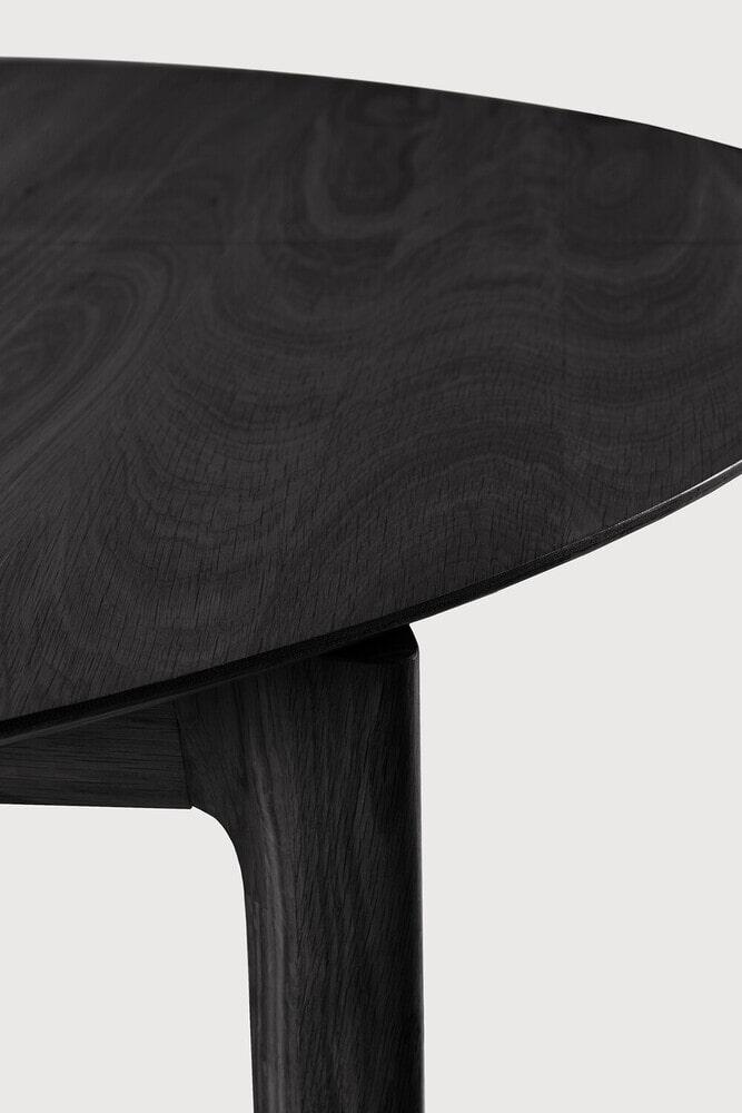 Ethnicraft Uitschuifbare Ronde Eettafel 'Bok' Gevernist Eikenhout, 129/179 x 129cm, kleur Zwart