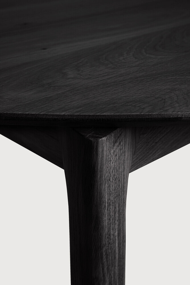Ethnicraft Uitschuifbare Ronde Eettafel 'Bok' Gevernist Eikenhout, 129/179 x 129cm, kleur Zwart