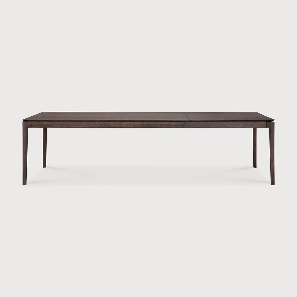 Ethnicraft Uitschuifbare Eettafel 'Bok' Gevernist Eikenhout, 200/300 x 100cm, kleur Bruin