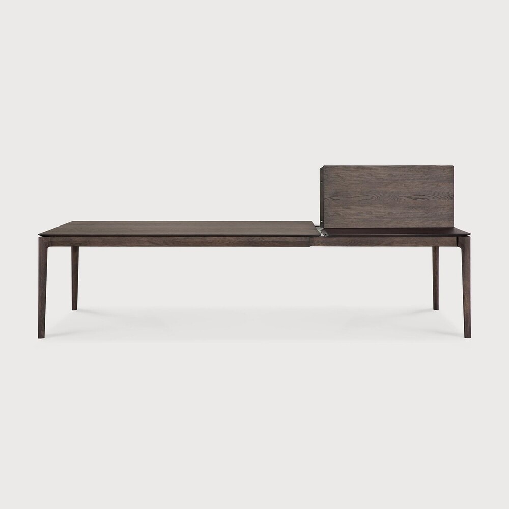 Ethnicraft Uitschuifbare Eettafel 'Bok' Gevernist Eikenhout, 200/300 x 100cm, kleur Bruin