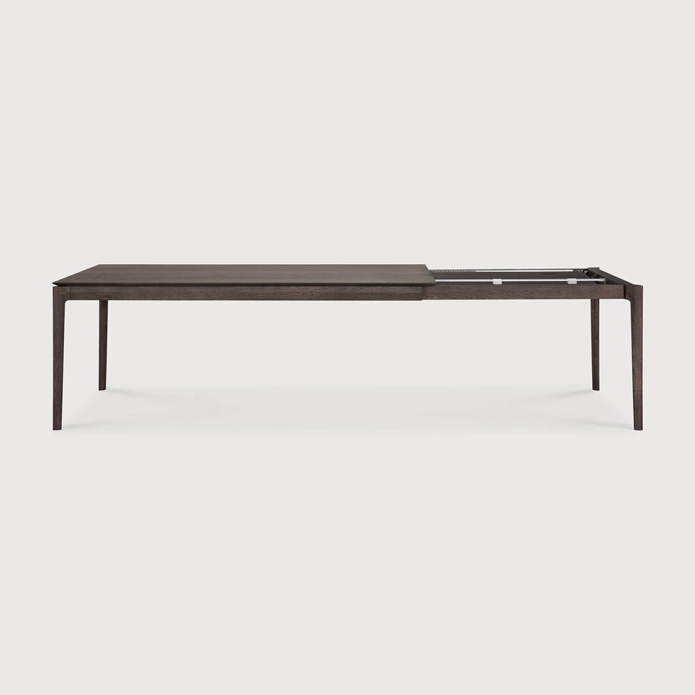 Ethnicraft Uitschuifbare Eettafel 'Bok' Gevernist Eikenhout, 200/300 x 100cm, kleur Bruin