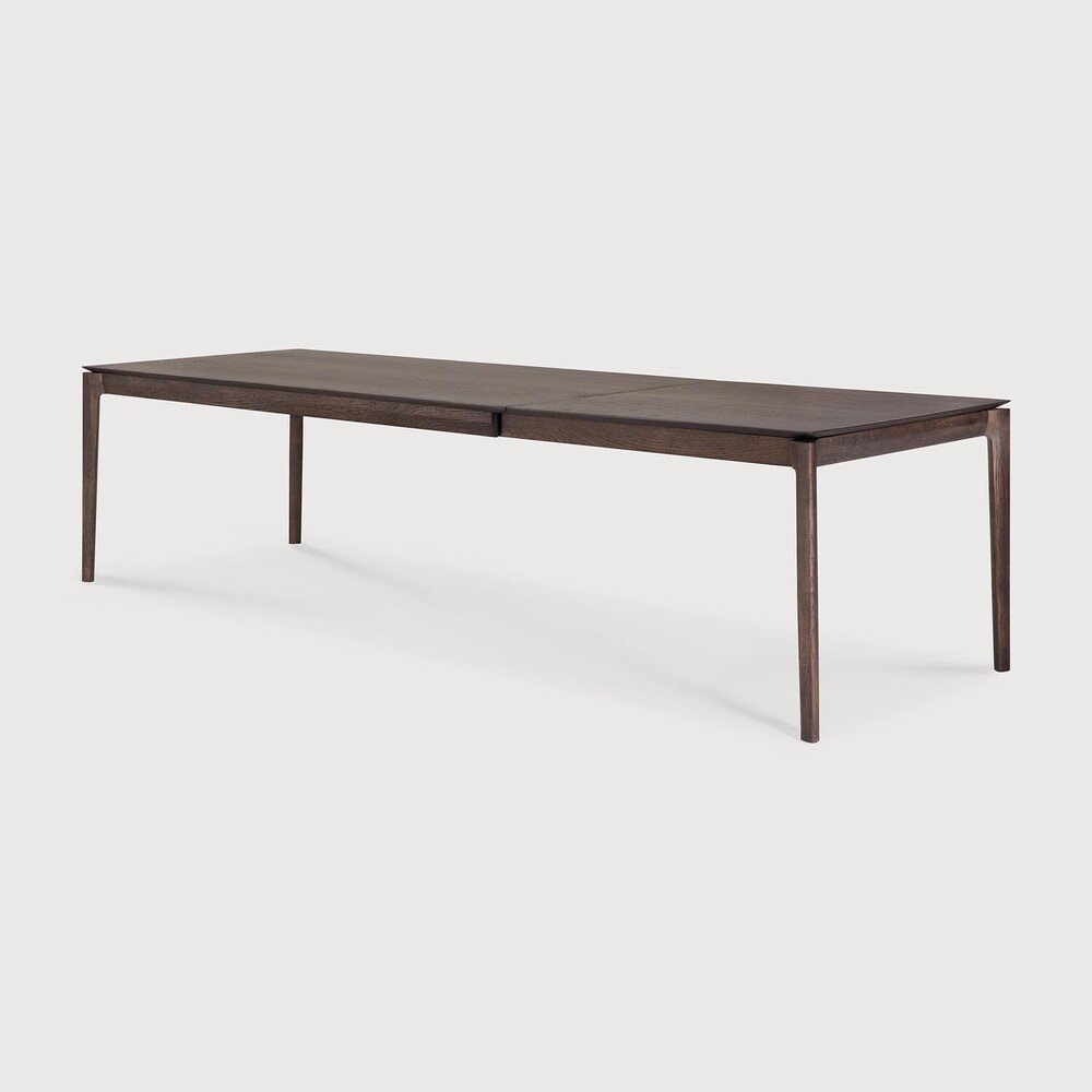 Ethnicraft Uitschuifbare Eettafel 'Bok' Gevernist Eikenhout, 200/300 x 100cm, kleur Bruin