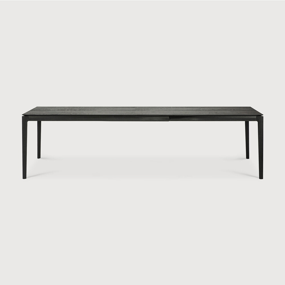 Ethnicraft Uitschuifbare Eettafel 'Bok' Gevernist Eikenhout, 200/300 x 100cm, kleur Zwart