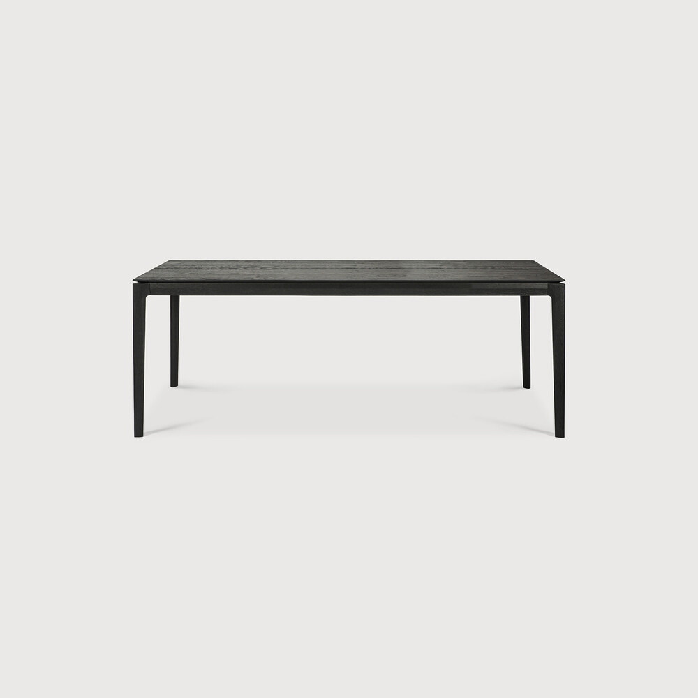 Ethnicraft Uitschuifbare Eettafel 'Bok' Gevernist Eikenhout, 200/300 x 100cm, kleur Zwart