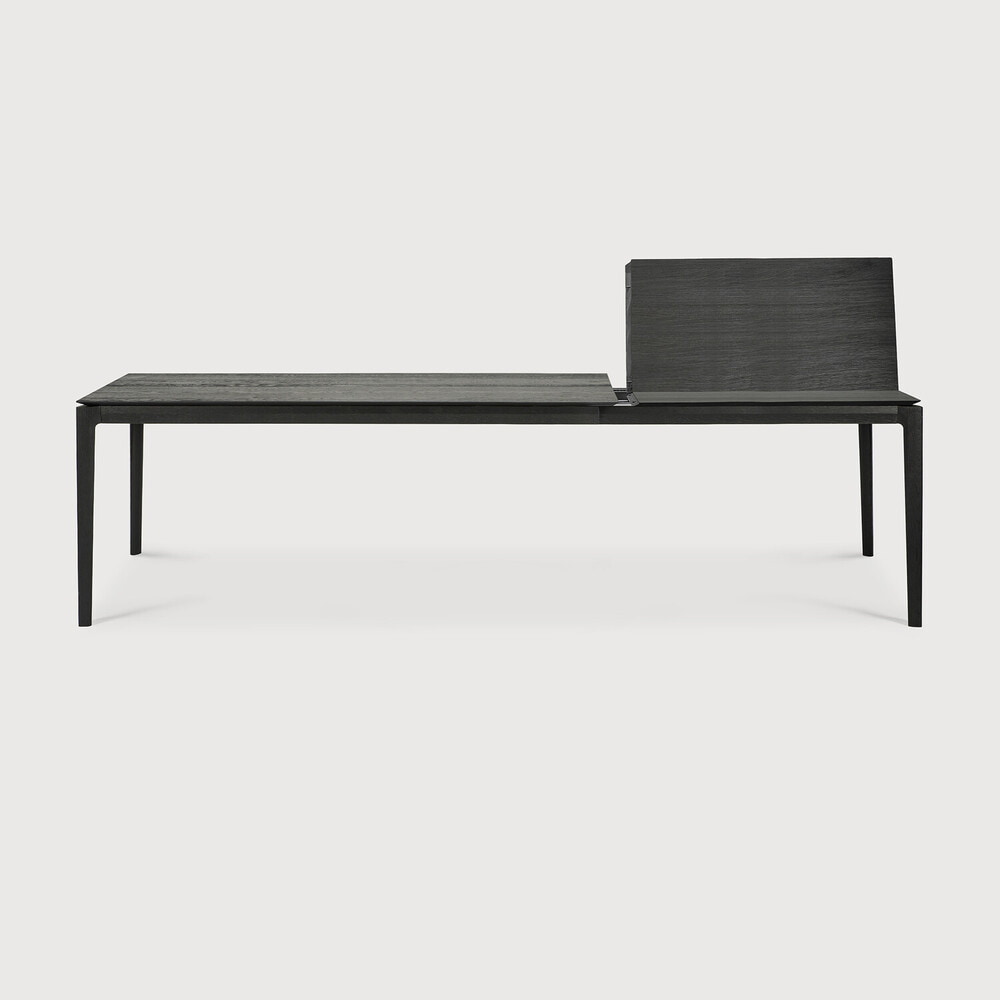 Ethnicraft Uitschuifbare Eettafel 'Bok' Gevernist Eikenhout, 200/300 x 100cm, kleur Zwart