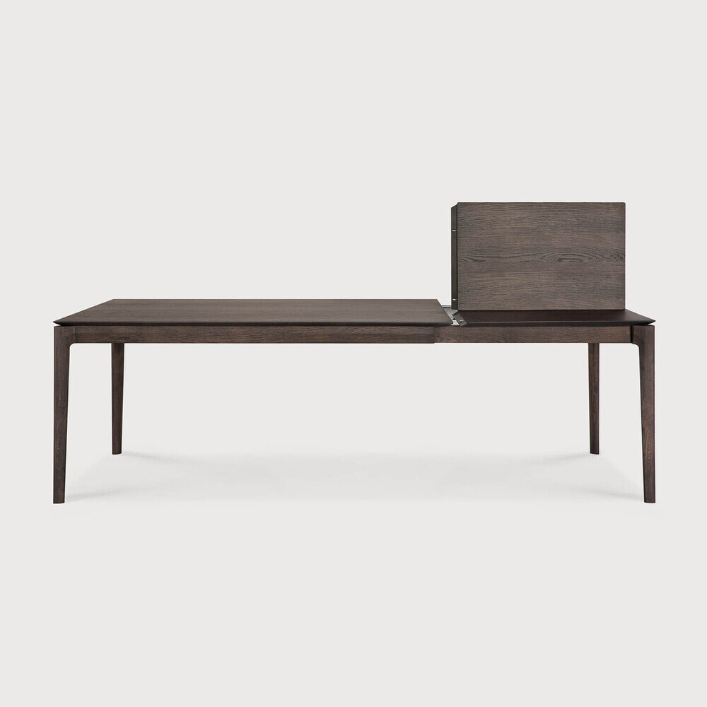 Ethnicraft Uitschuifbare Eettafel 'Bok' Gevernist Eikenhout, 160/240 x 90cm, kleur Bruin