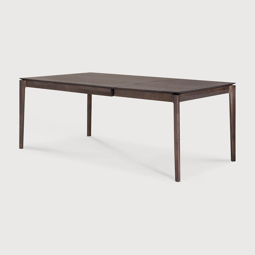 Ethnicraft Uitschuifbare Eettafel 'Bok' Gevernist Eikenhout, 160/240 x 90cm, kleur Bruin