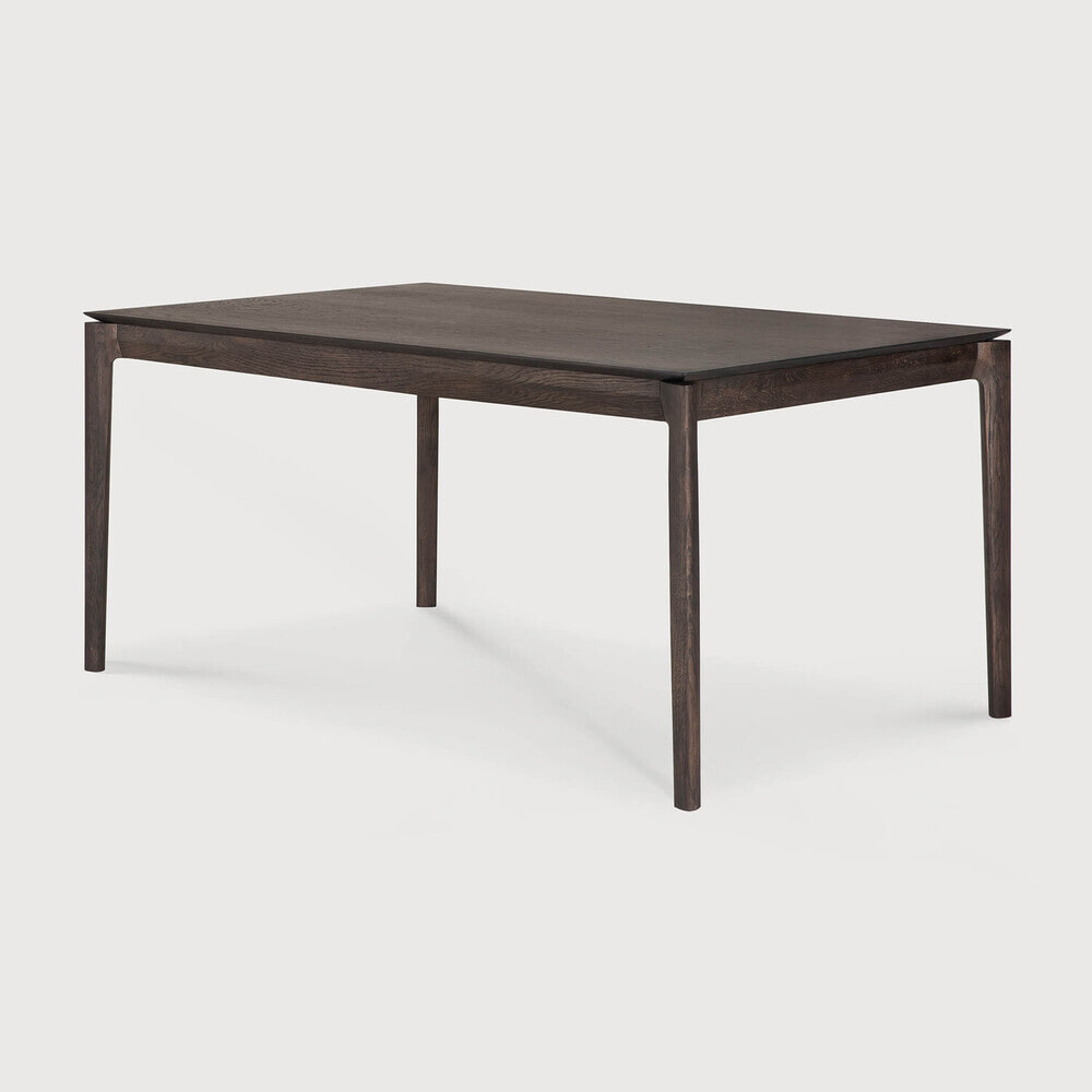 Ethnicraft Uitschuifbare Eettafel 'Bok' Gevernist Eikenhout, 160/240 x 90cm, kleur Bruin